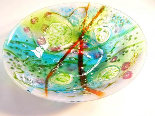 Fused Glass Bowl with Bubbles